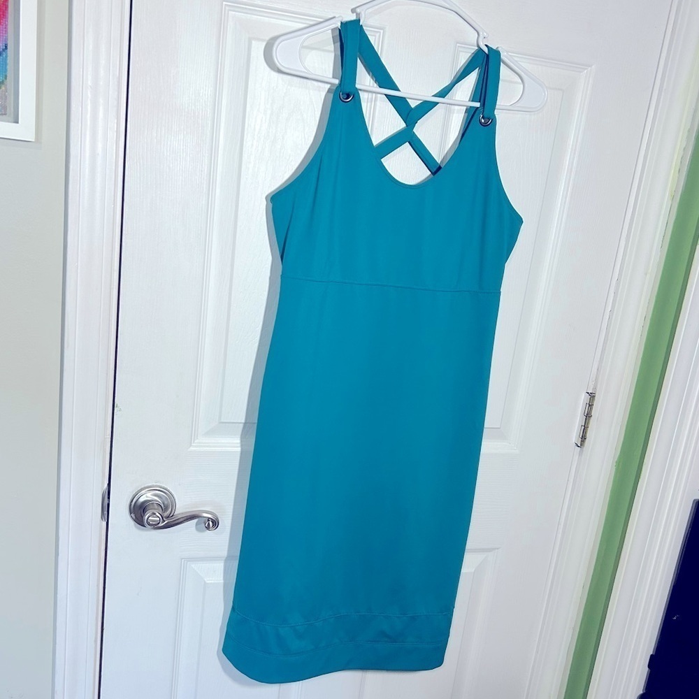 Merrell Opti-Wick Lily UPF 50 Aqua Teal Dress Medium Active Sport Athletic Dress - Picture 2 of 11